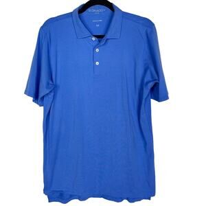 B Draddy Mens M Blue Pima Cotton Golf Polo Shirt Stretch Knit SCC Short Sleeve
